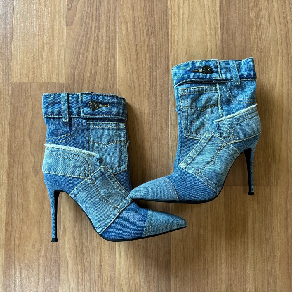 Jeffrey Campbell Denimous Patchwork Jean High Hee… - image 1